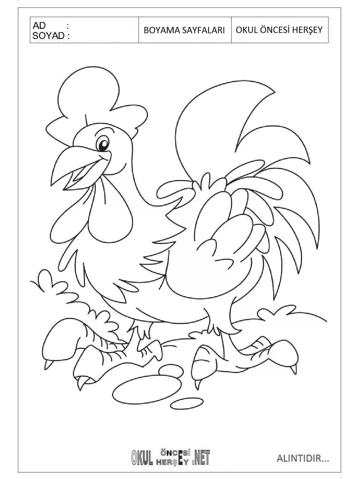 Coloring cute rooster