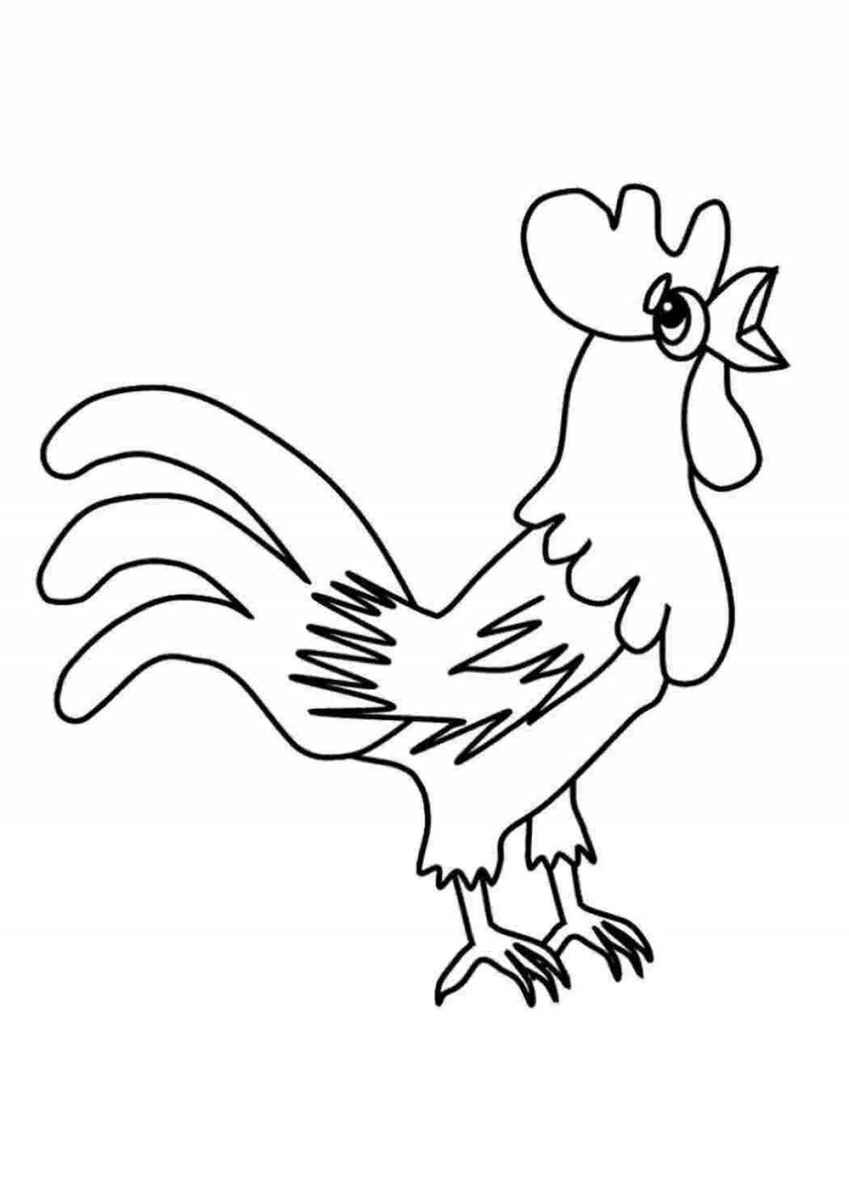 Coloring book shiny rooster