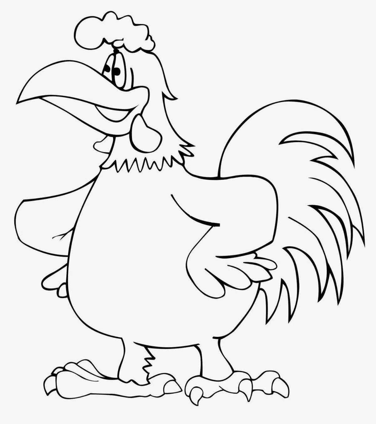 Coloring book sparkling rooster