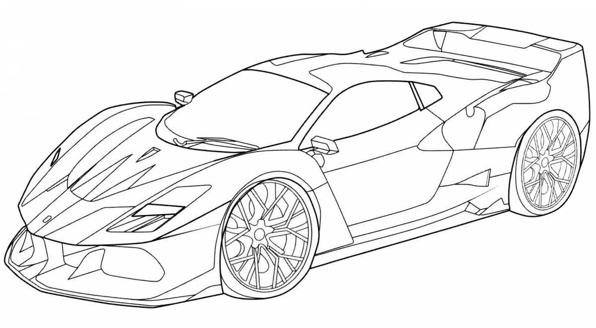 Coloring book glowing ferrari cars