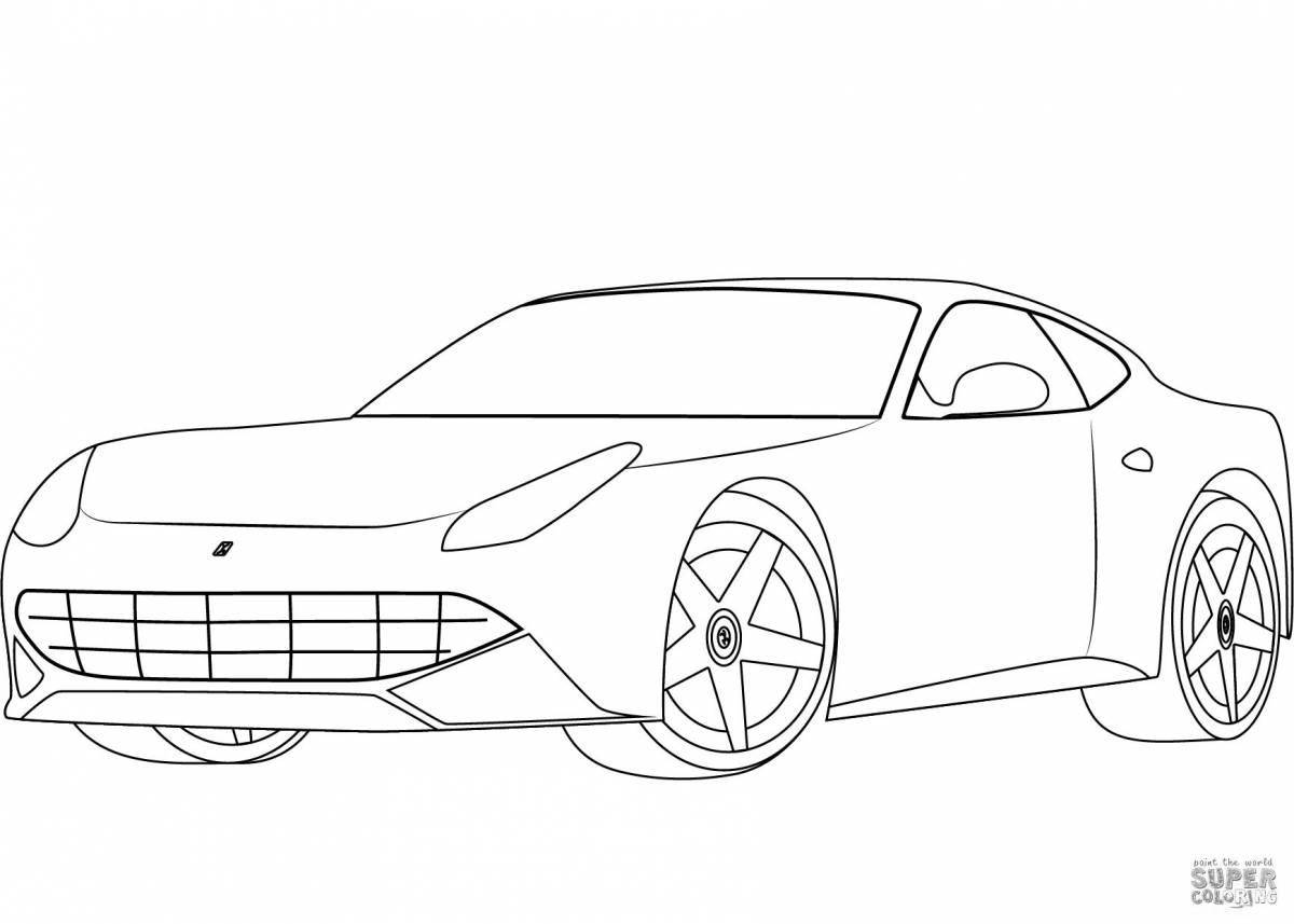 Coloring page for happy ferrari cars