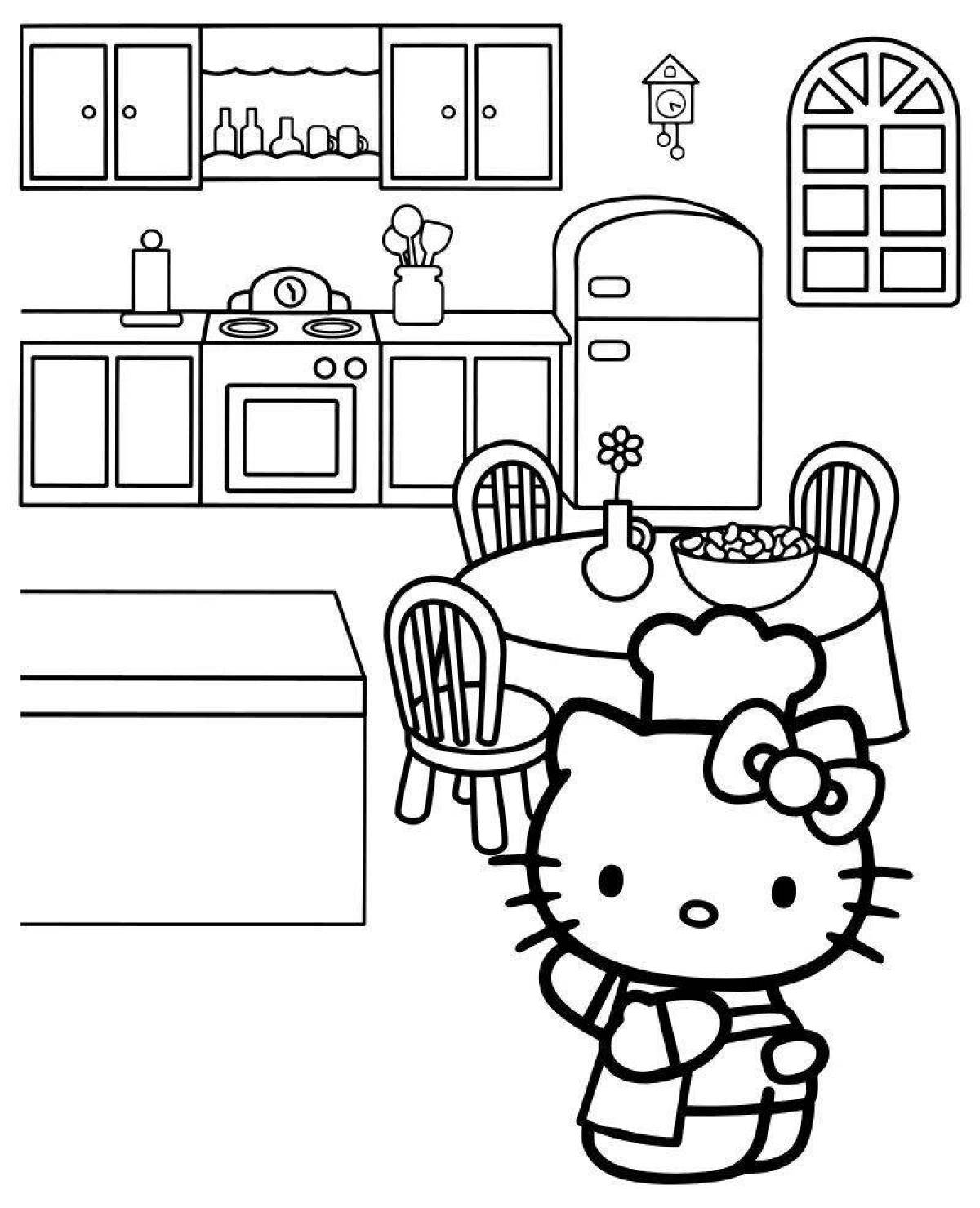 Coloring book traditional kitchen furniture