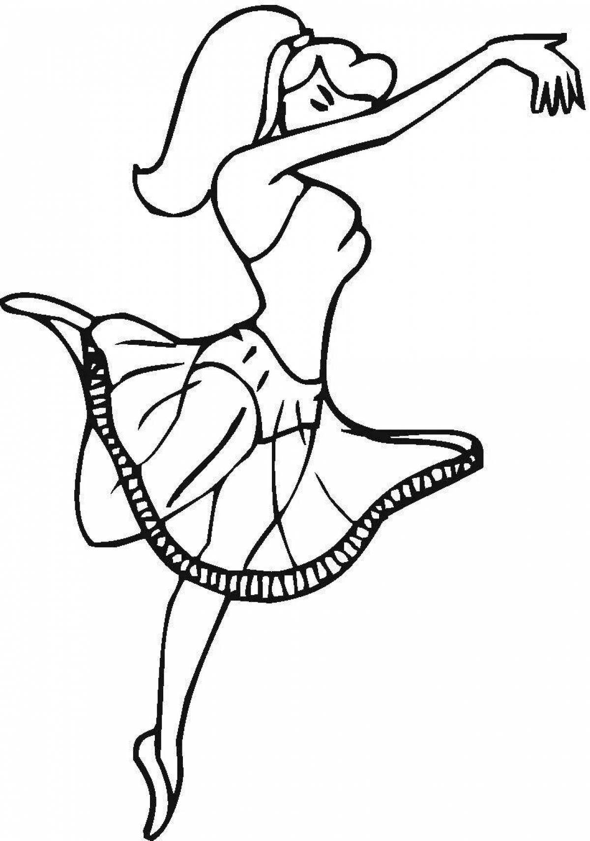 Раскраска радостная танцующая девочка
