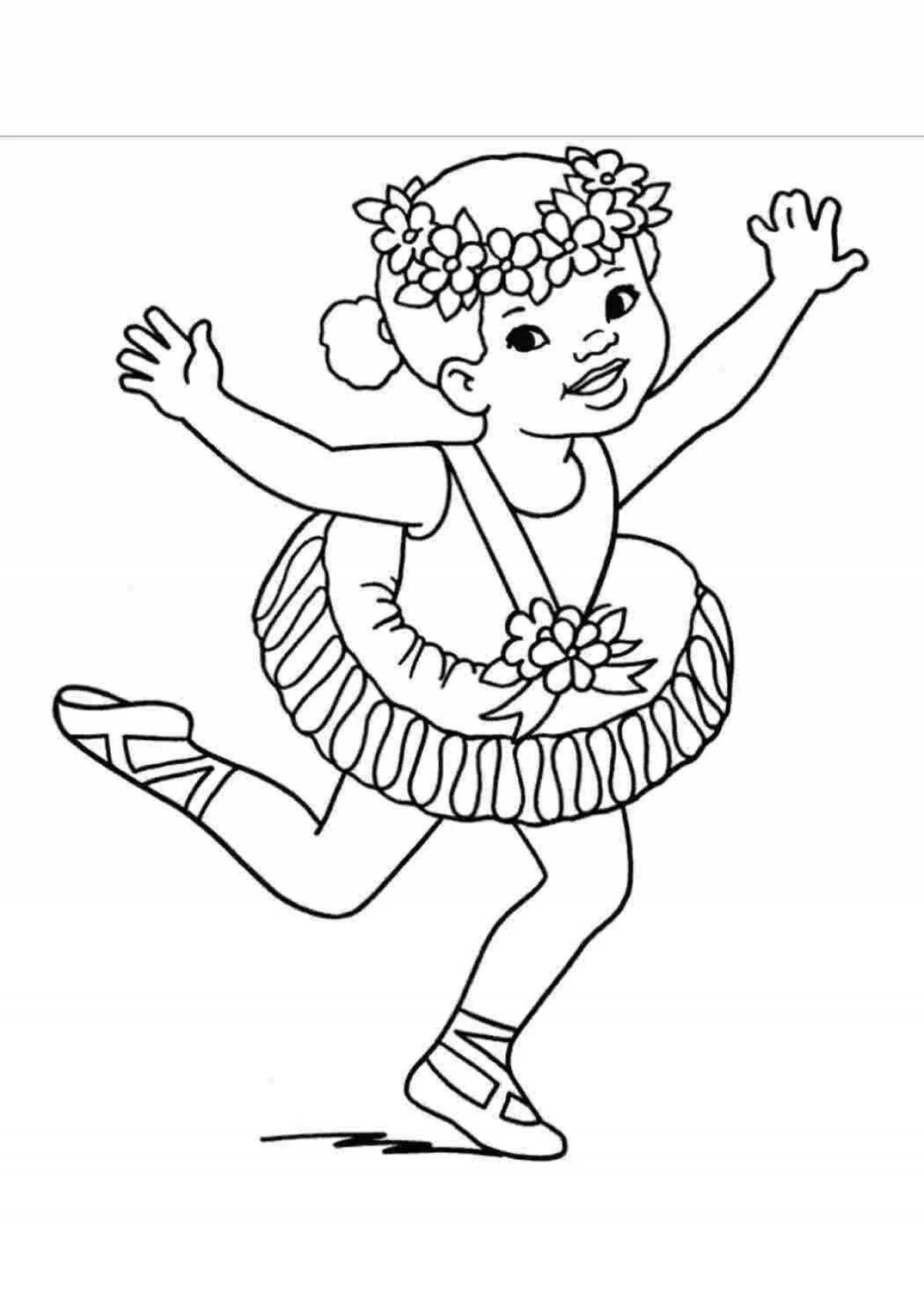 Coloring page energetic dancing girl