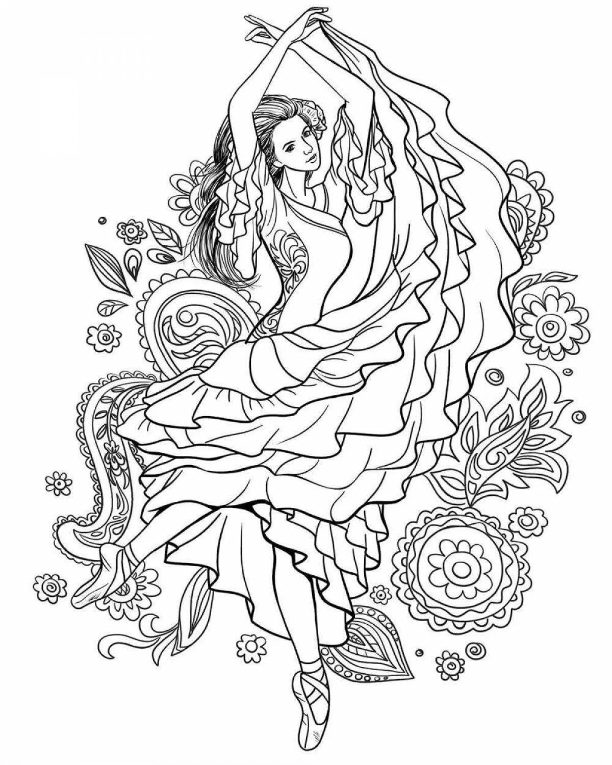 Coloring page graceful dancing girl
