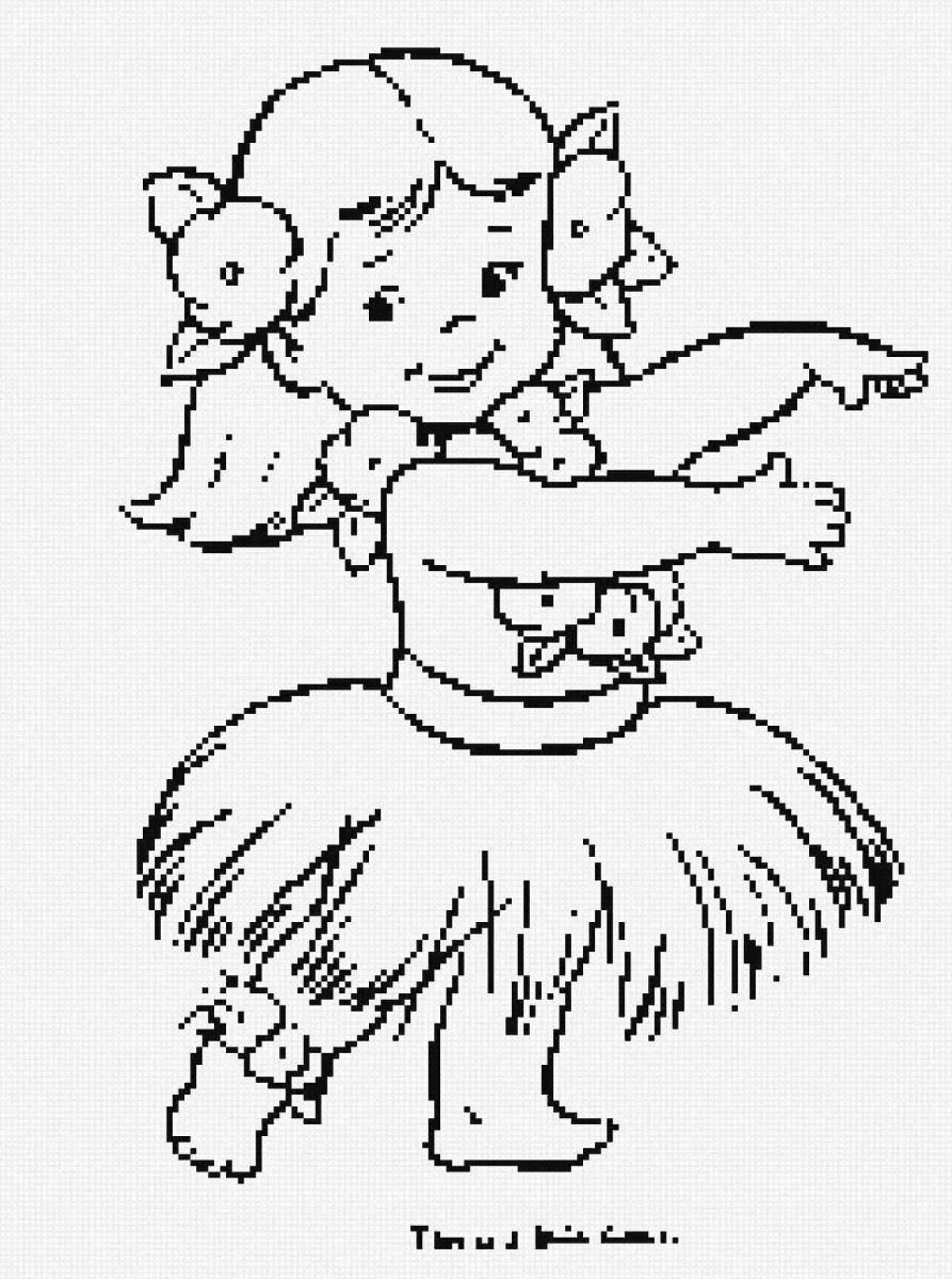 Joyful dancing girl coloring book