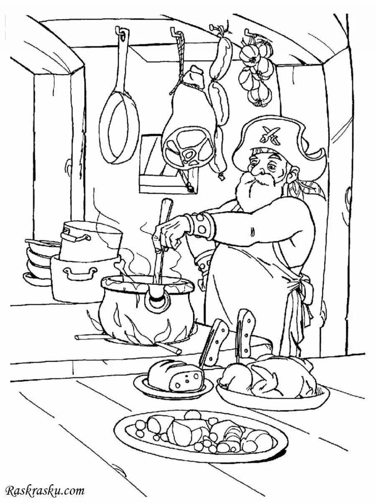 Coloring page festive Russian cuisine