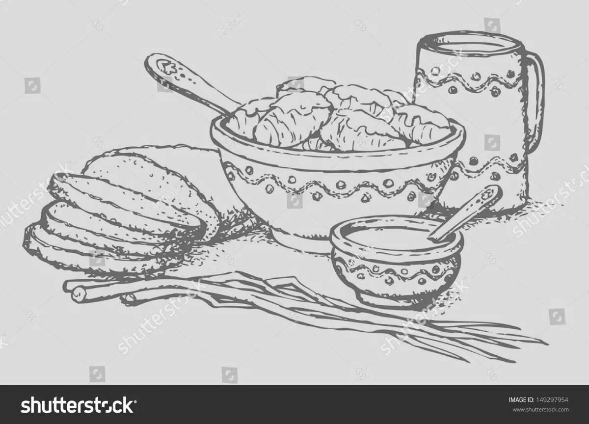 Coloring page homemade Russian cuisine