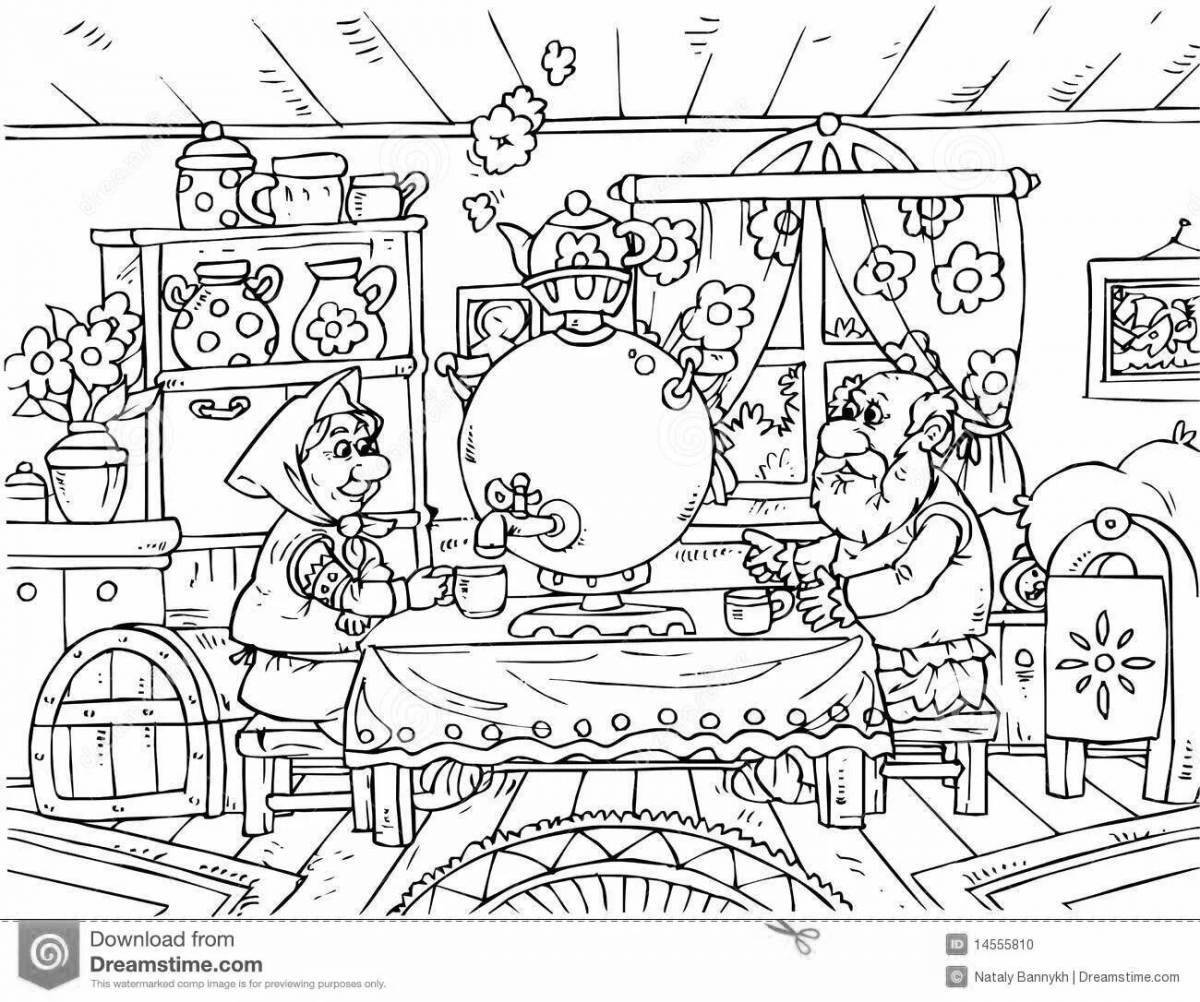 Coloring page charming Russian cuisine