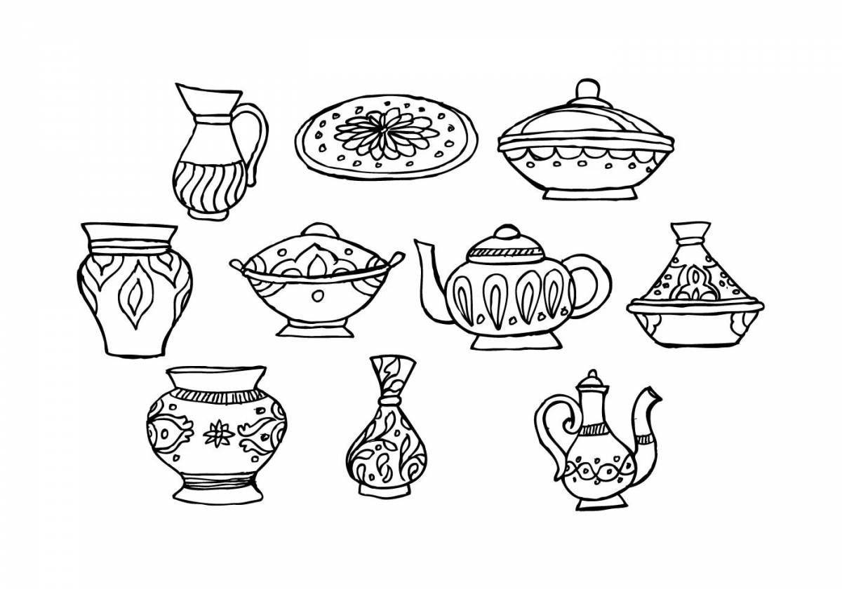 Coloring page rustic russian cuisine