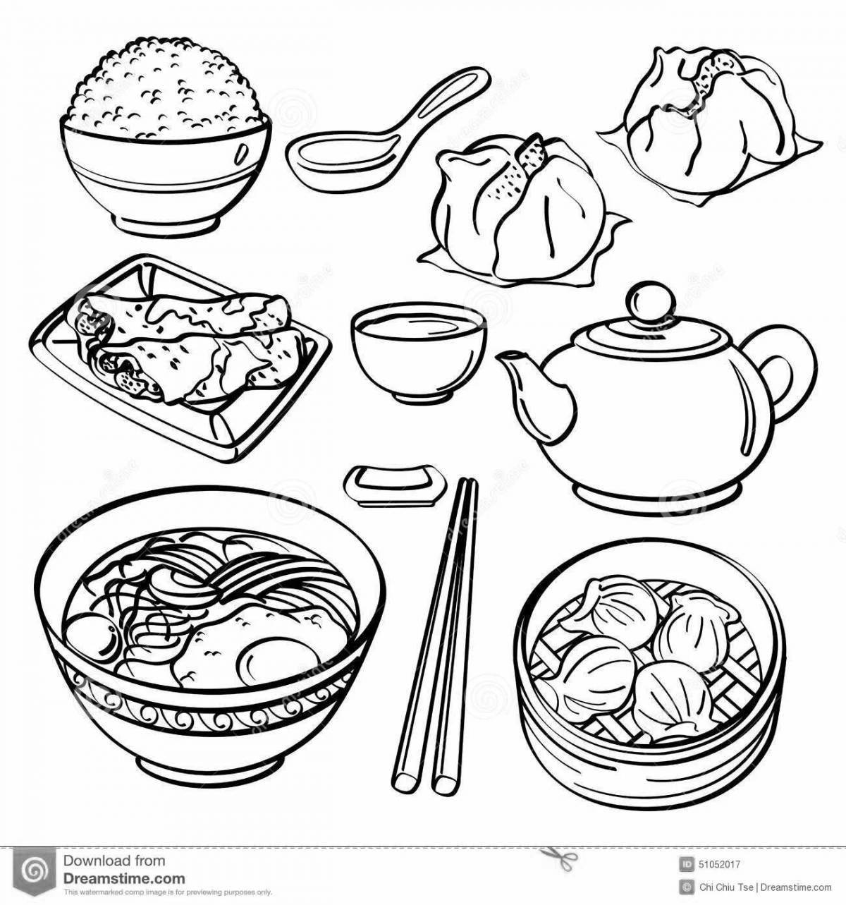 Coloring page traditional Russian cuisine