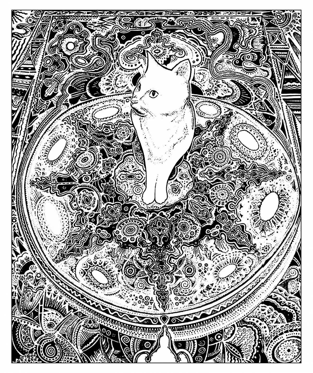 Shining cat mandala coloring book