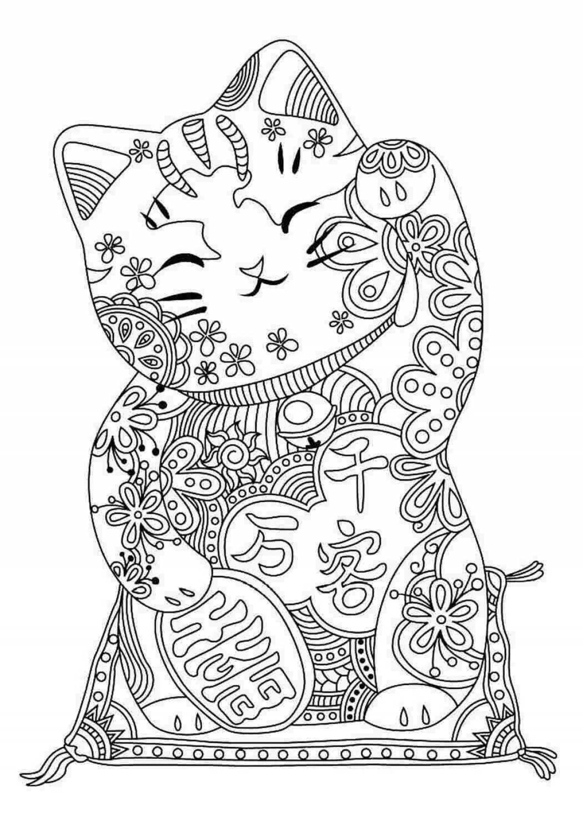 Заманчивая раскраска мандала кошка