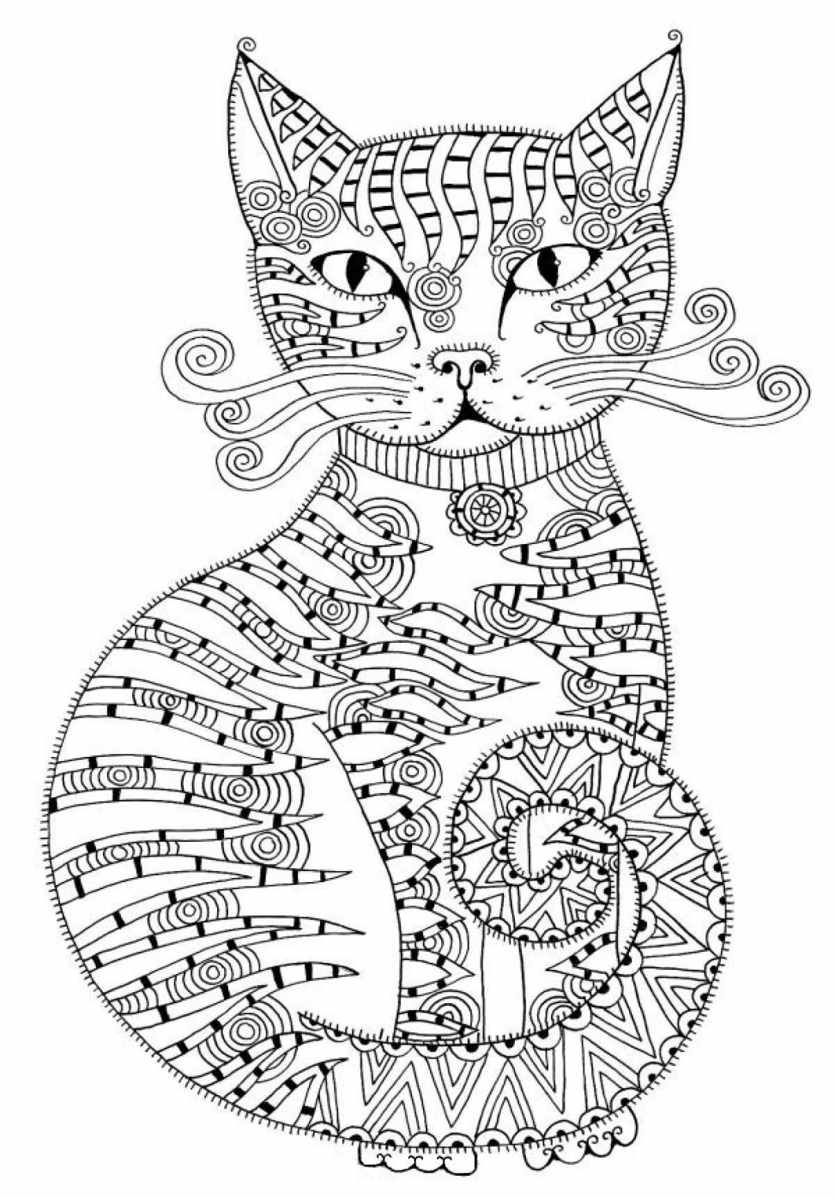 Elegant cat mandala coloring book