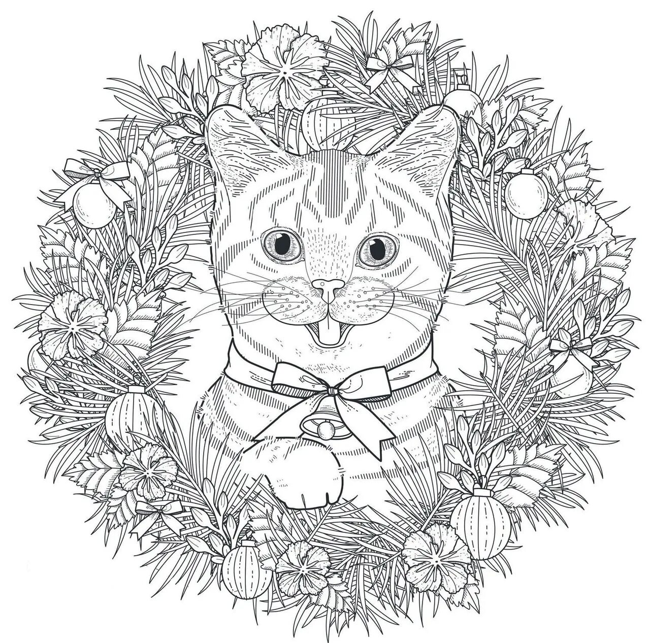 Fun coloring cat mandala