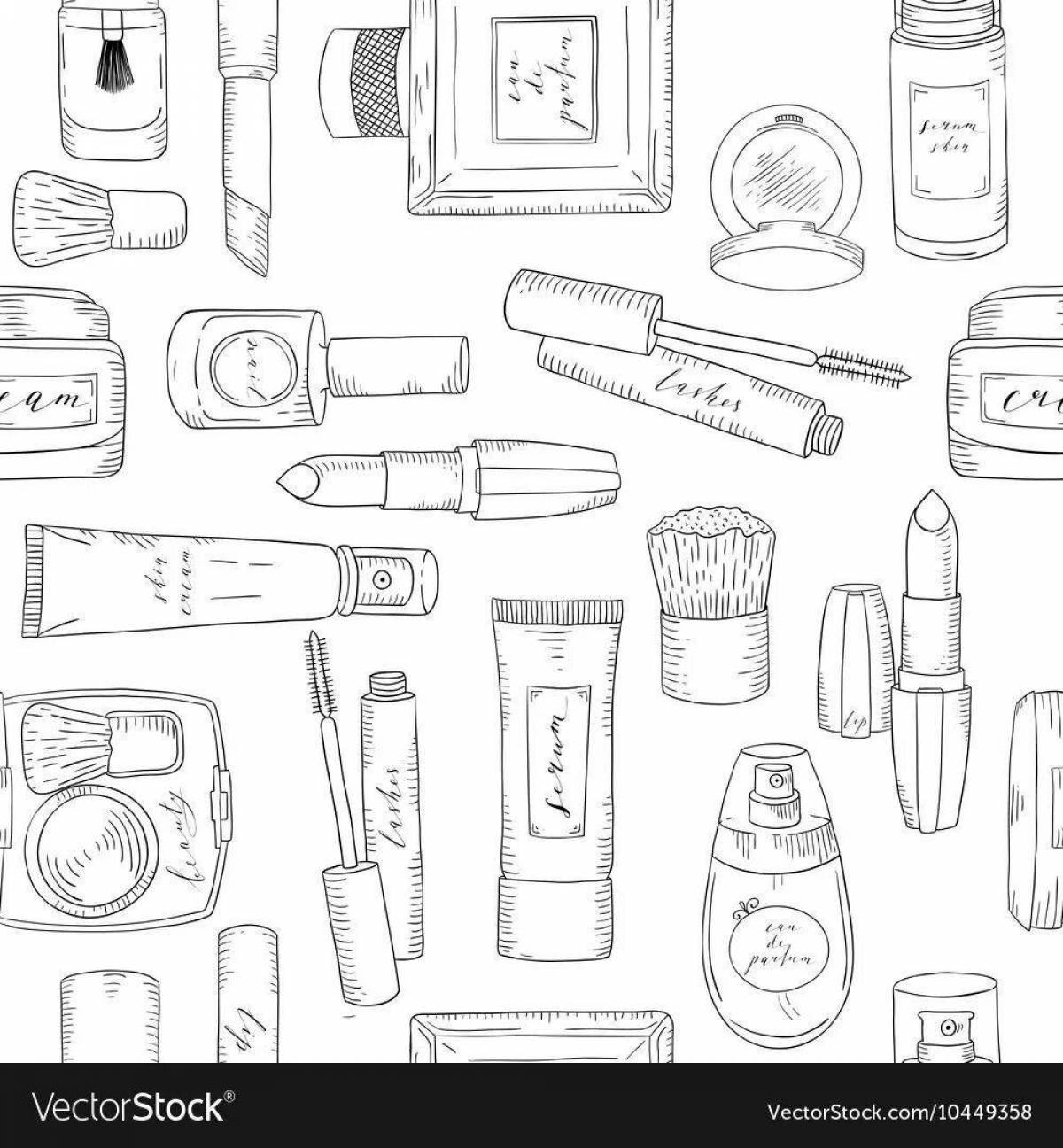 Coloring page stylish mini cosmetics
