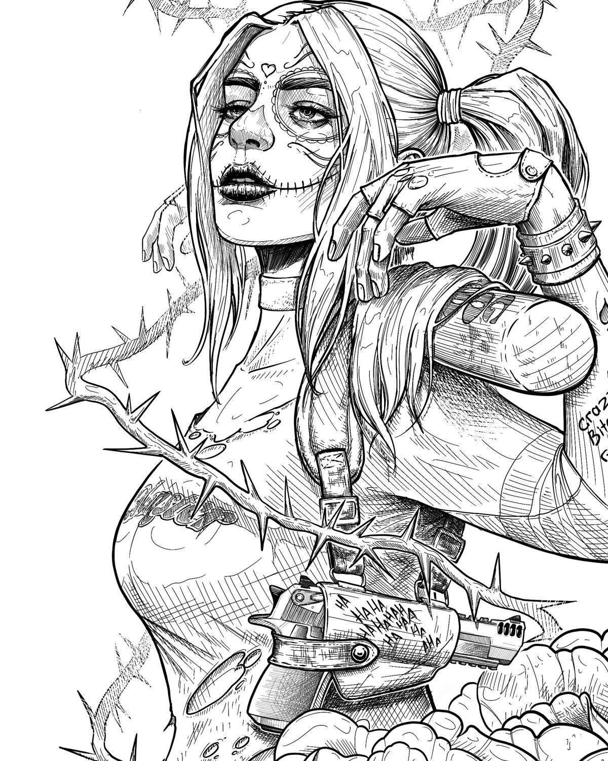 Majestic suicide squad coloring page