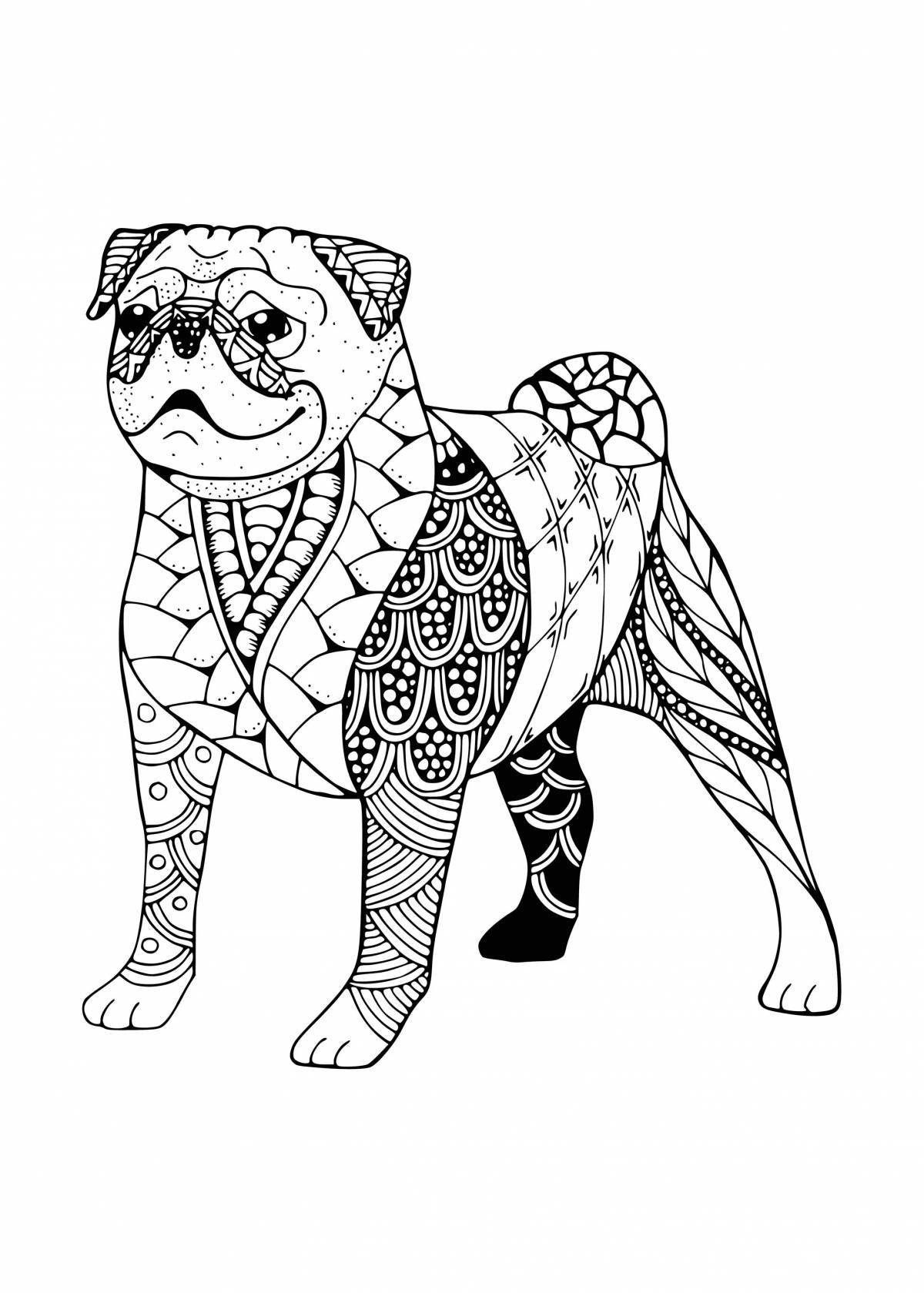 Fancy coloring anti-stress pug