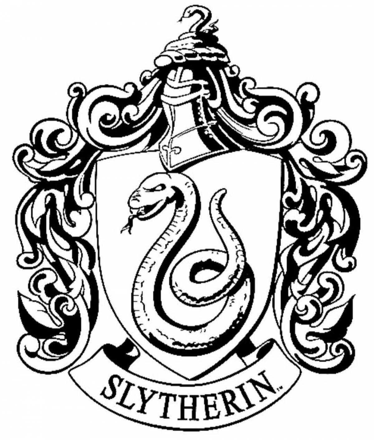 Раскраска величественный герб слизерина
