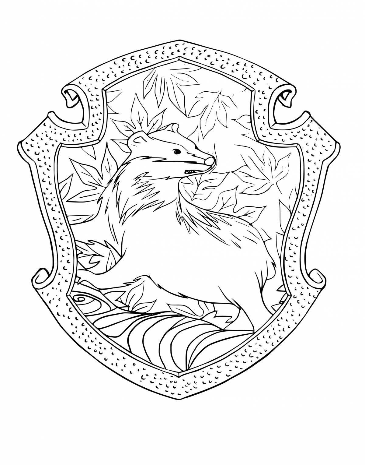 Coloring page embellished slytherin coat of arms