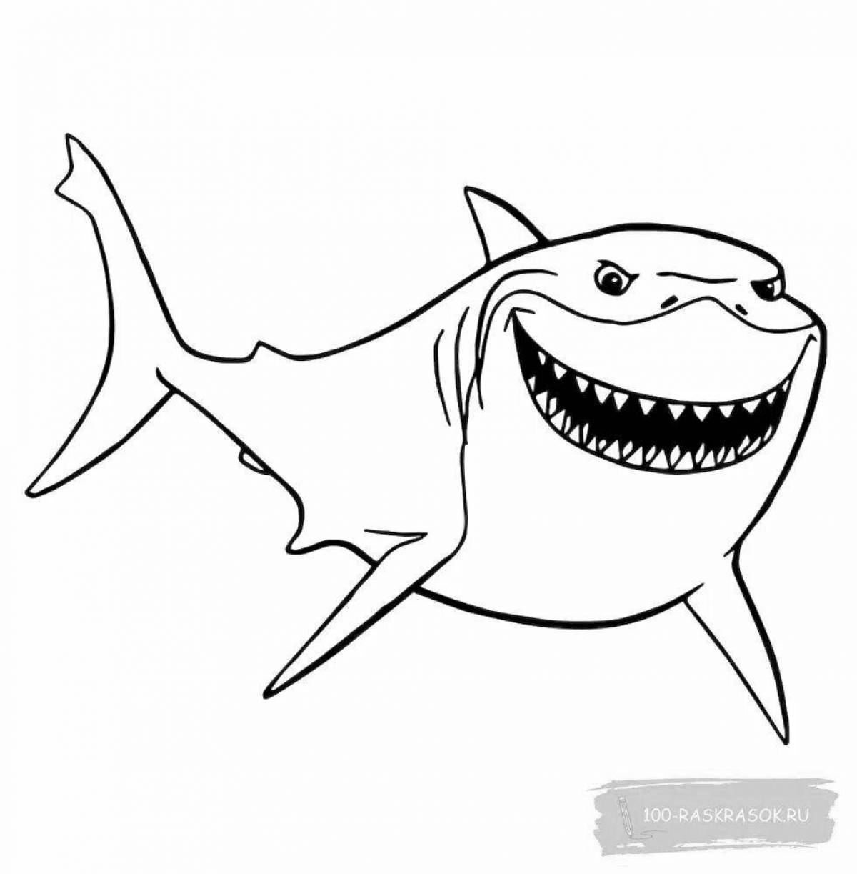 Раскраска яркая злая акула