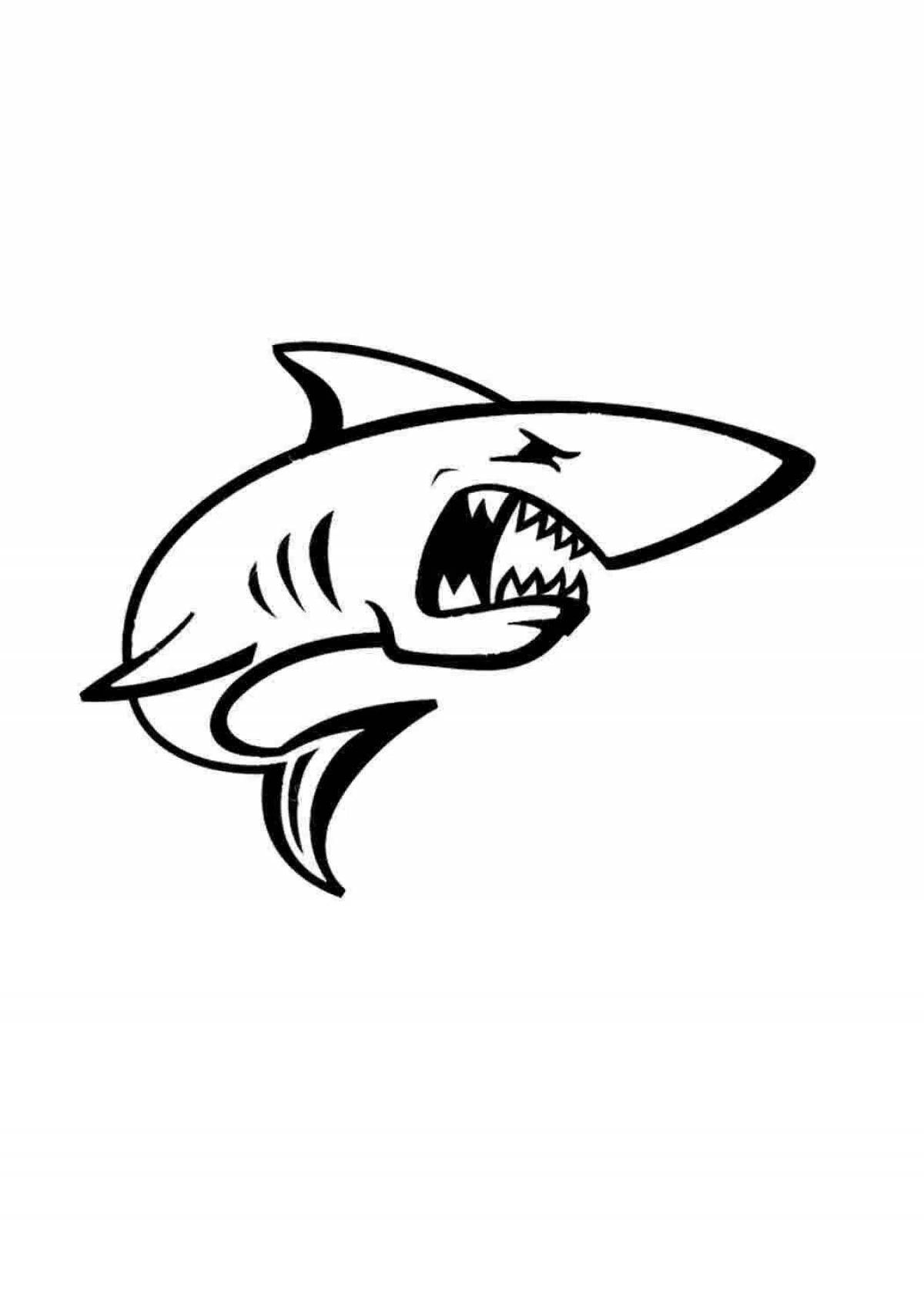 Страница раскраски агрессивной злой акулы