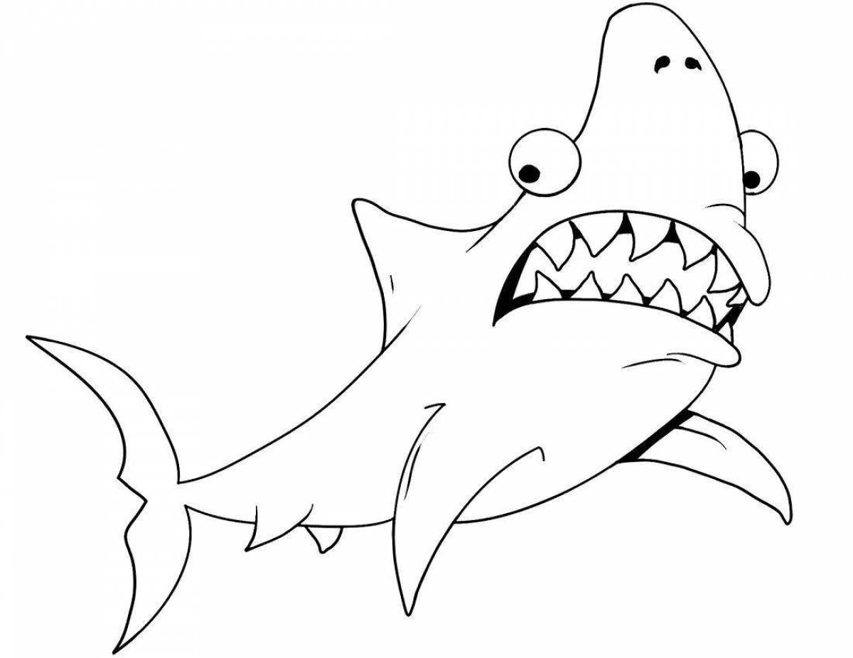 Coloring page ruthless angry shark