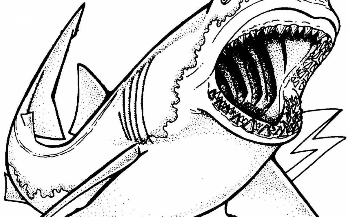 Coloring wild angry shark