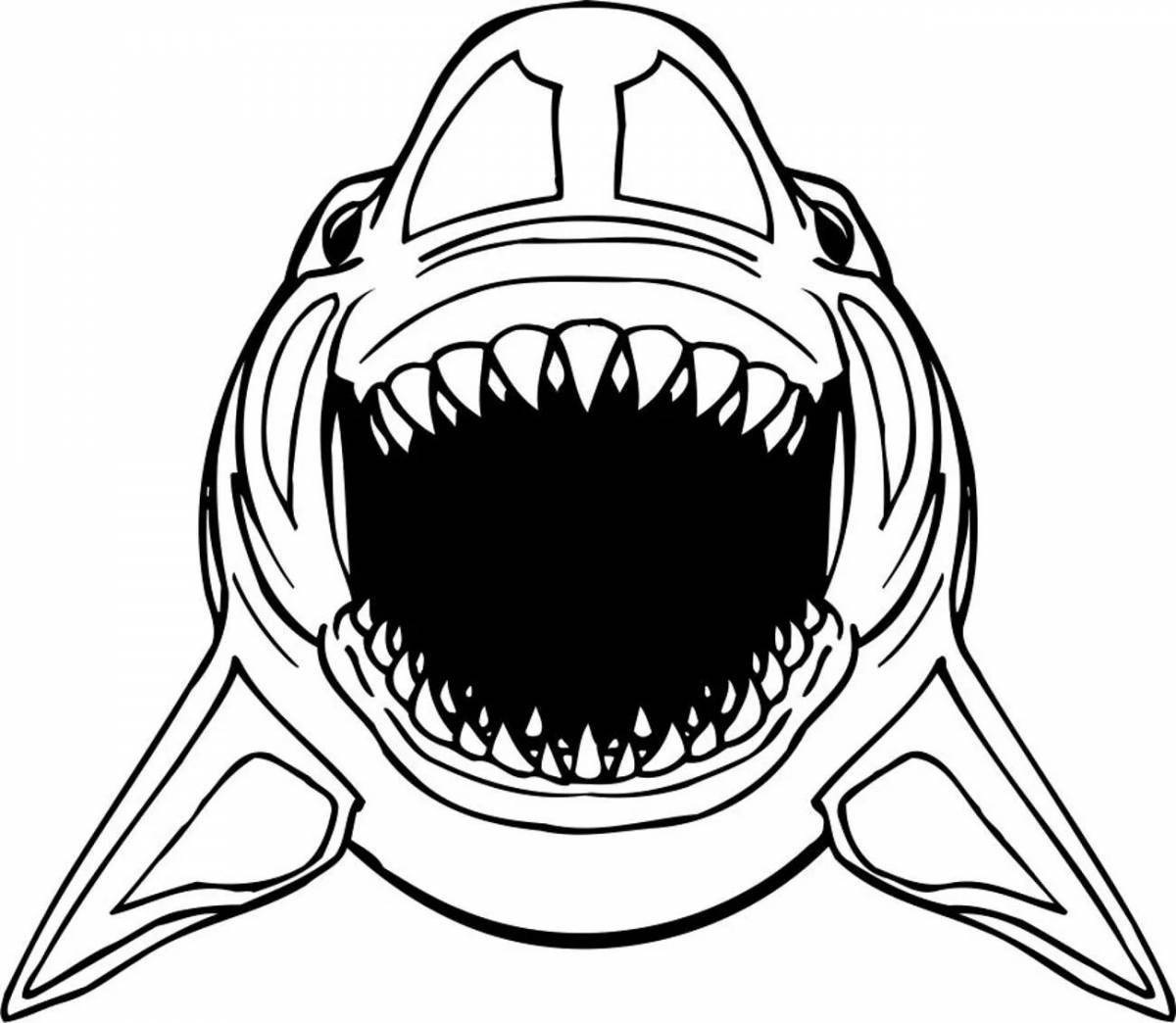 Coloring book bold angry shark
