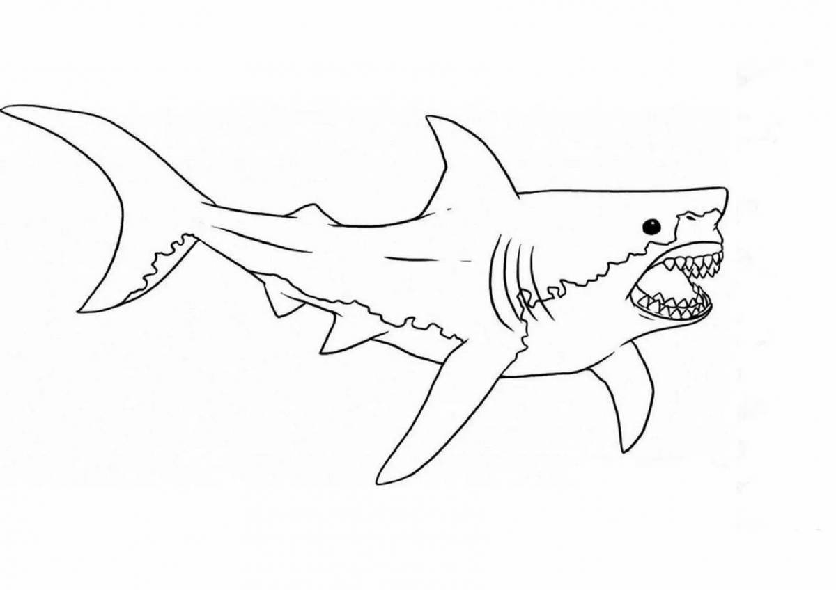 Courageous angry shark coloring page