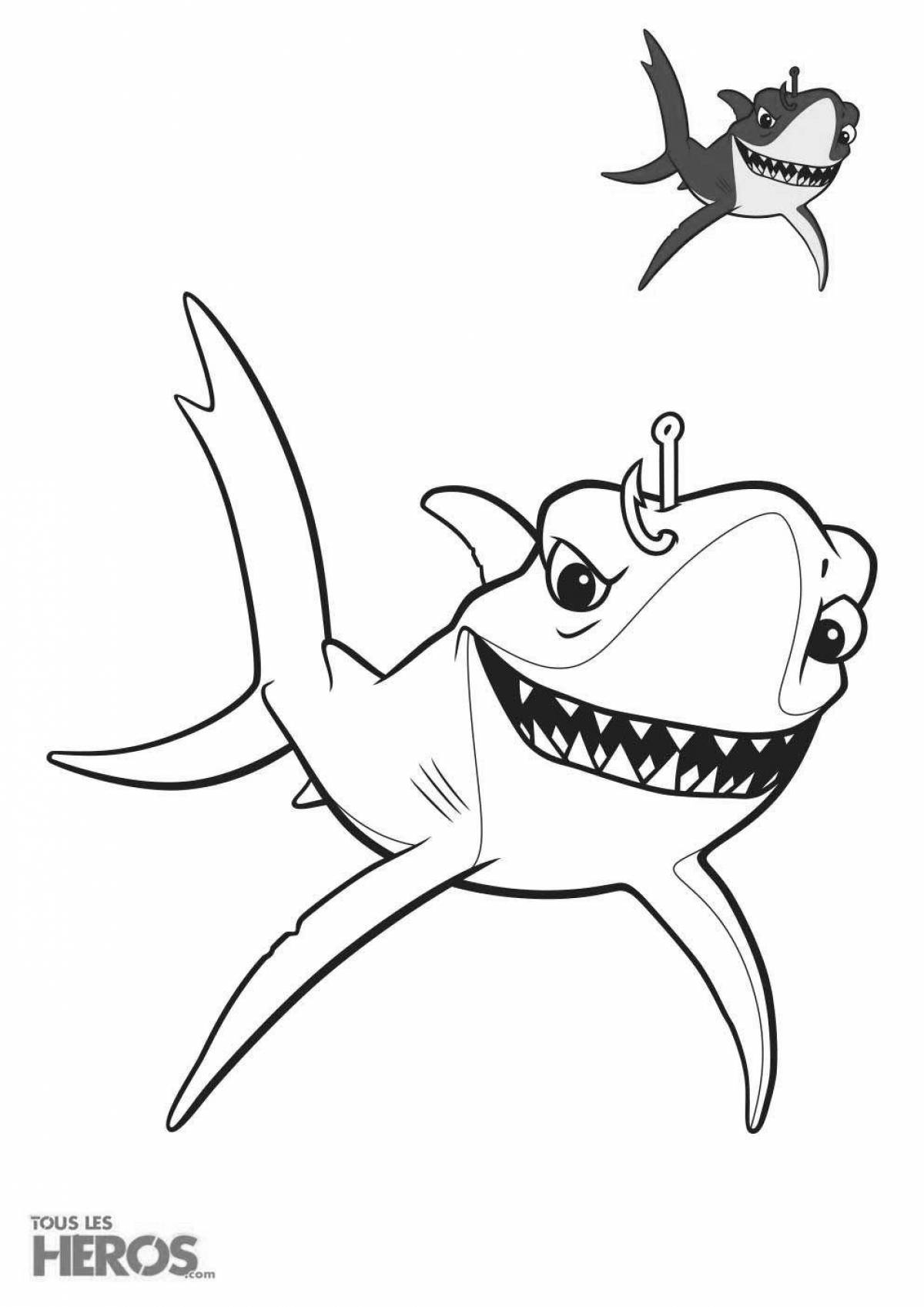 Раскраска величественная злая акула
