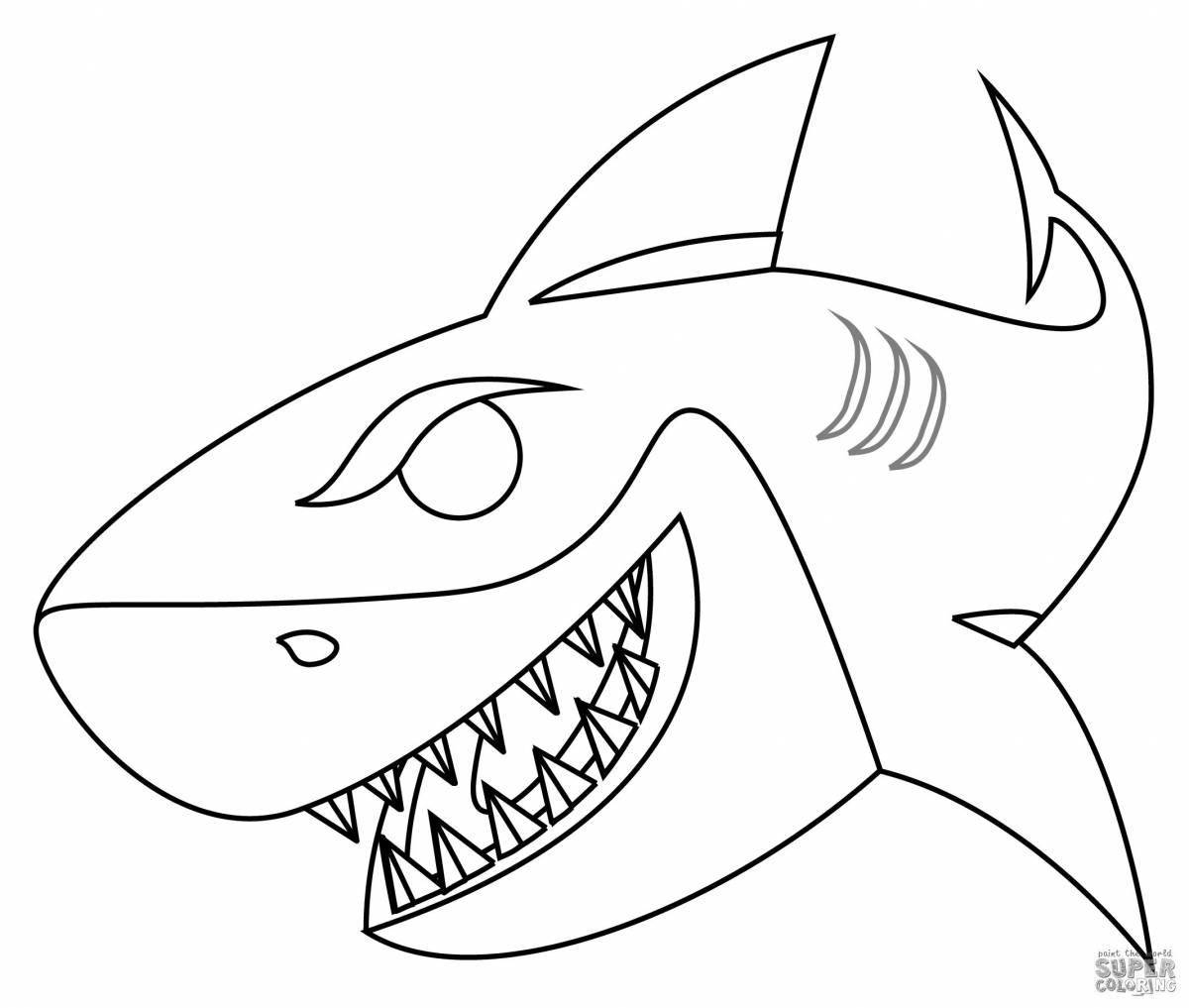 Coloring big angry shark