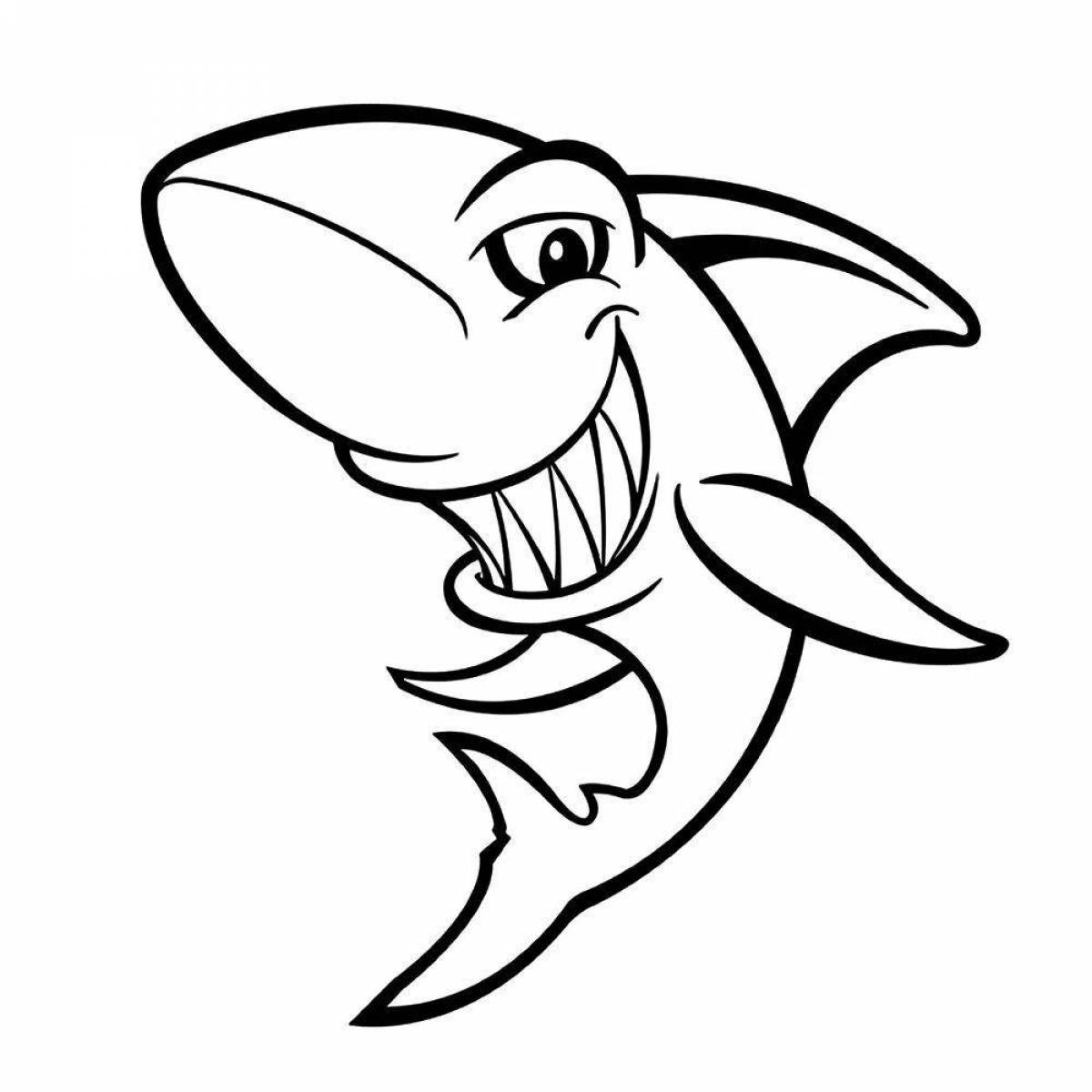 Coloring book gorgeous angry shark