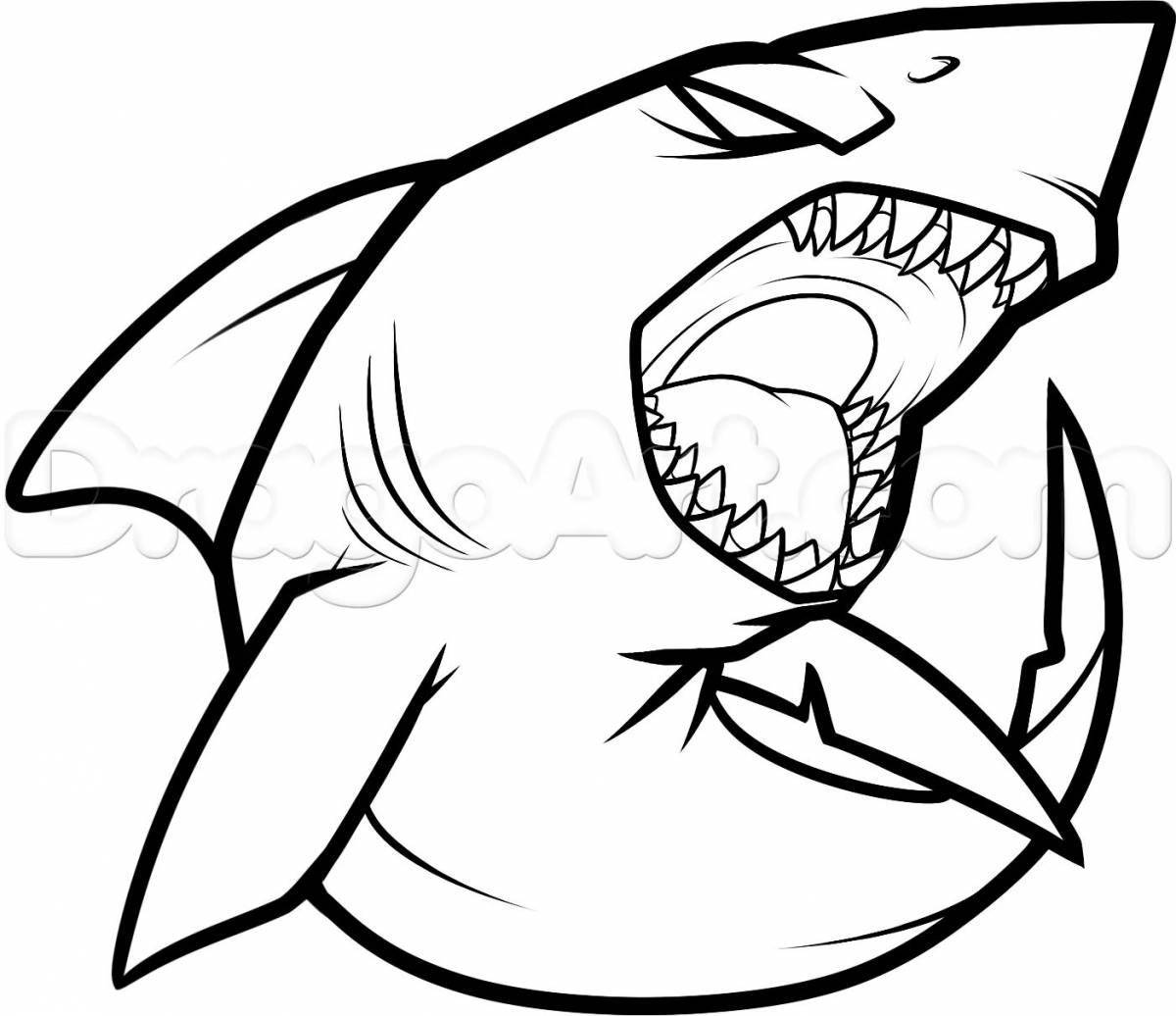 Amazing Angry Shark Coloring Page