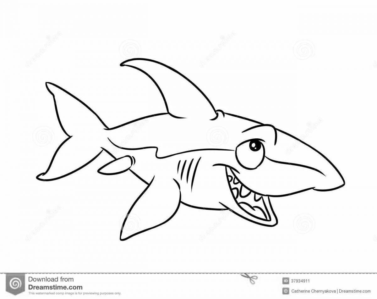 Coloring book glowing angry shark