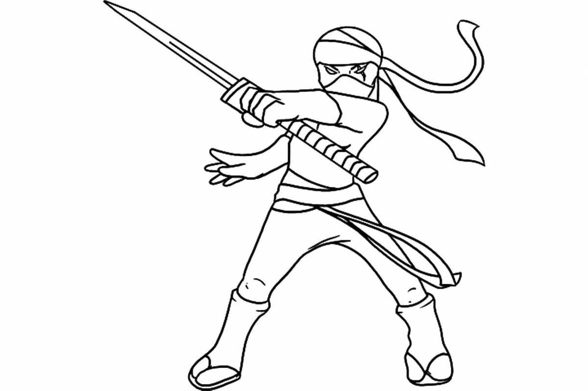Coloring book playful ninja ash