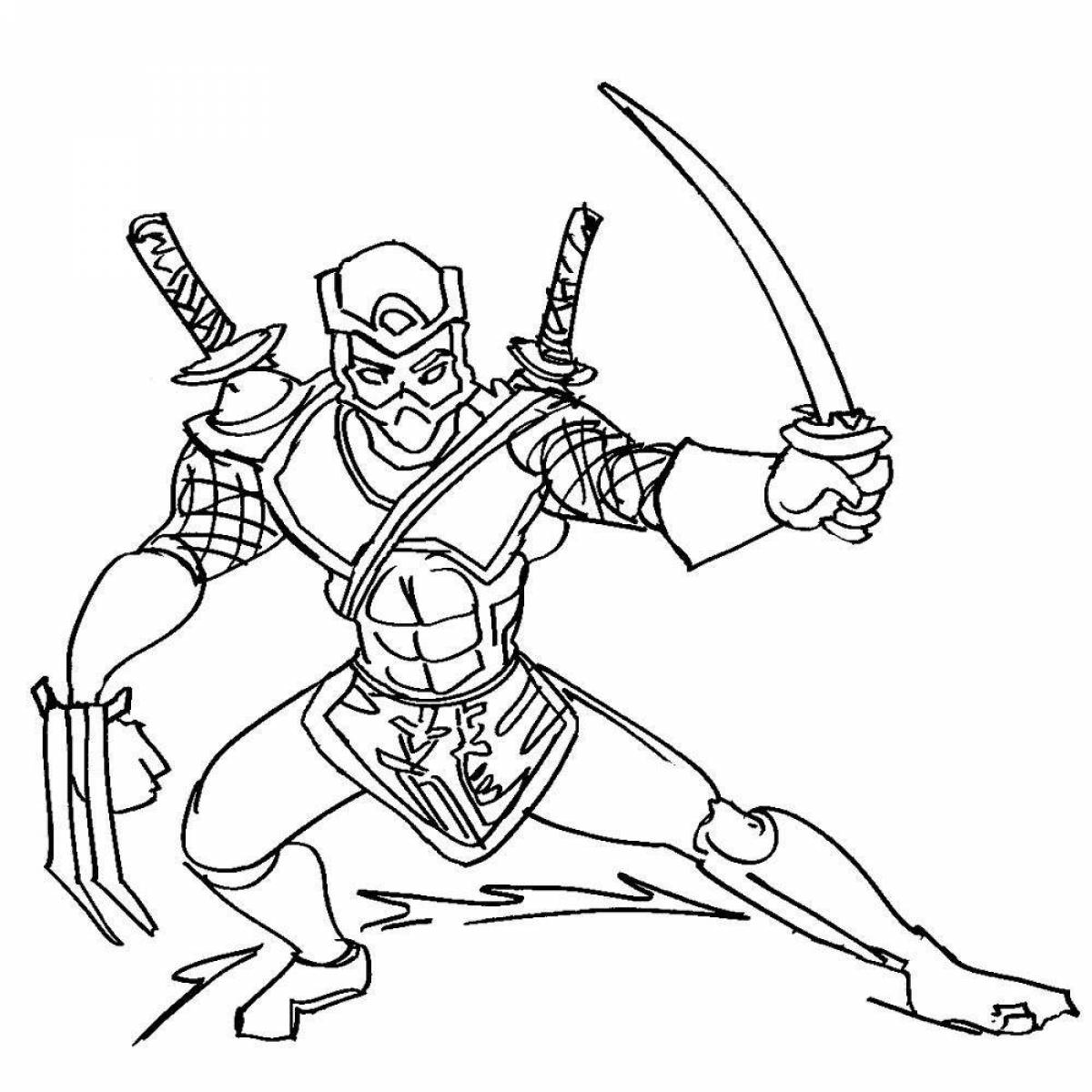 Adorable Ninja Ash Coloring Page