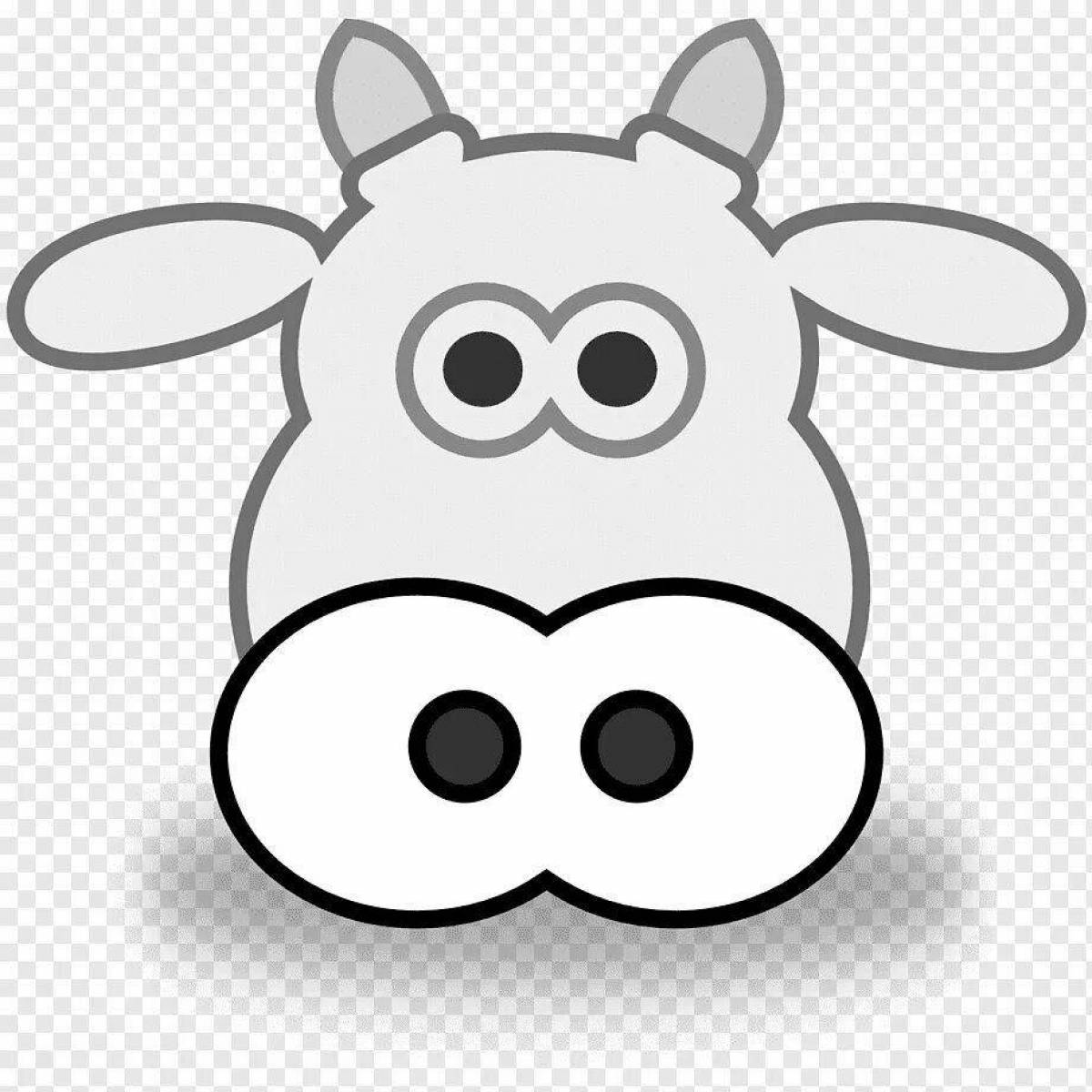 Colorful cow head coloring page