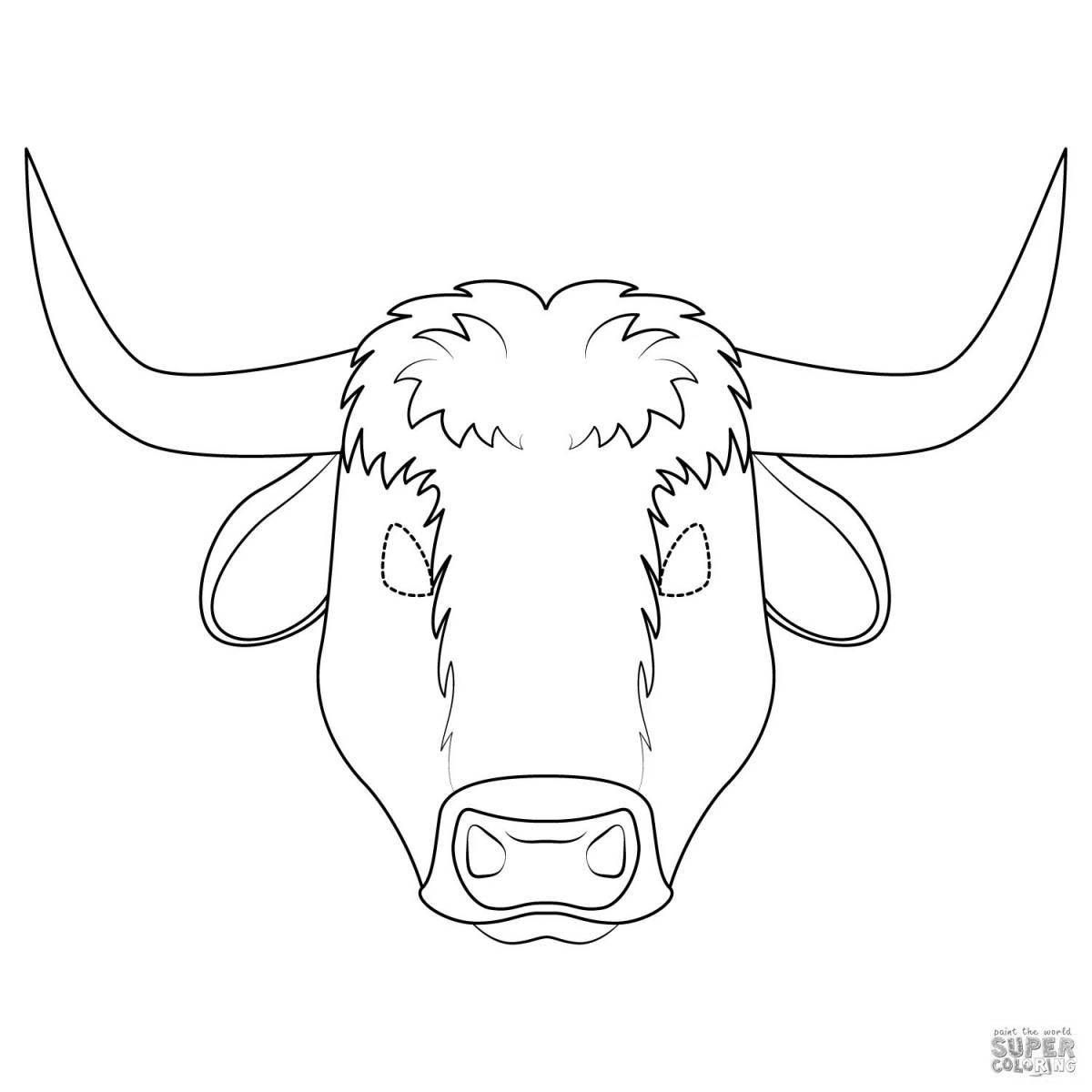Adorable cow head coloring page