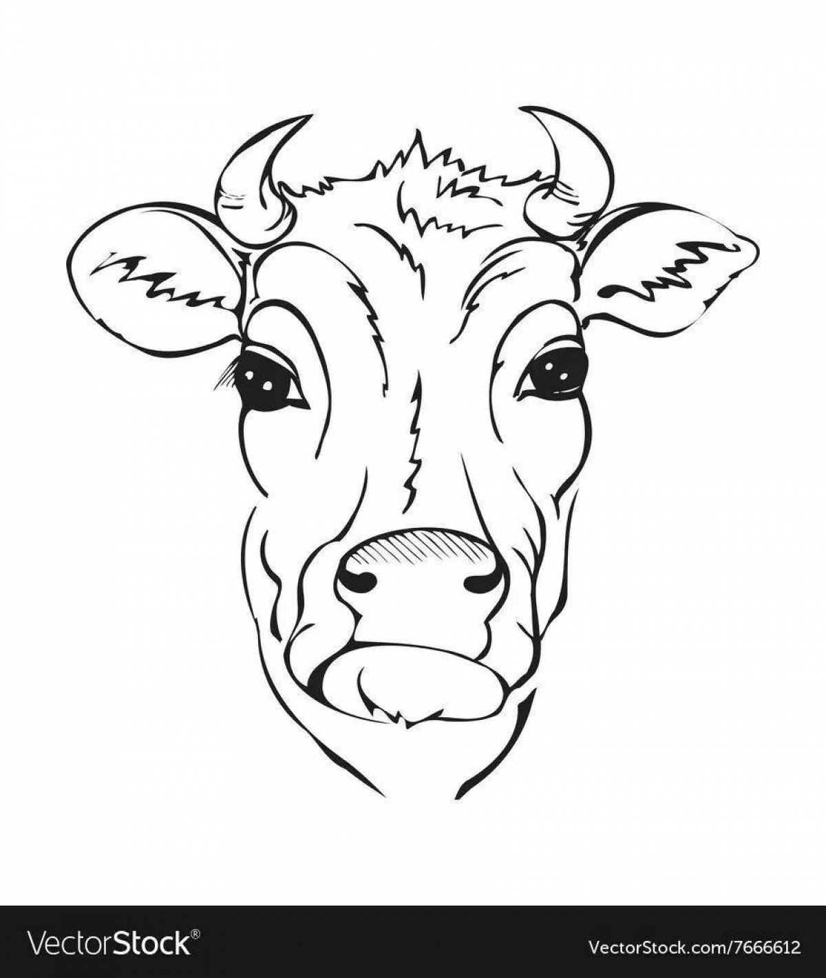 Adorable cow head coloring page