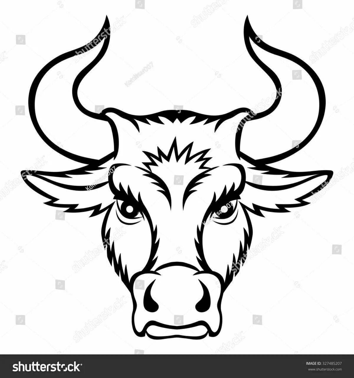 Анимированная страница раскраски головы коровы