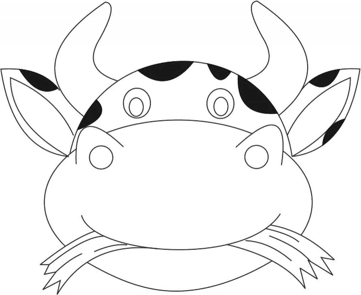 Interesting cow head coloring page