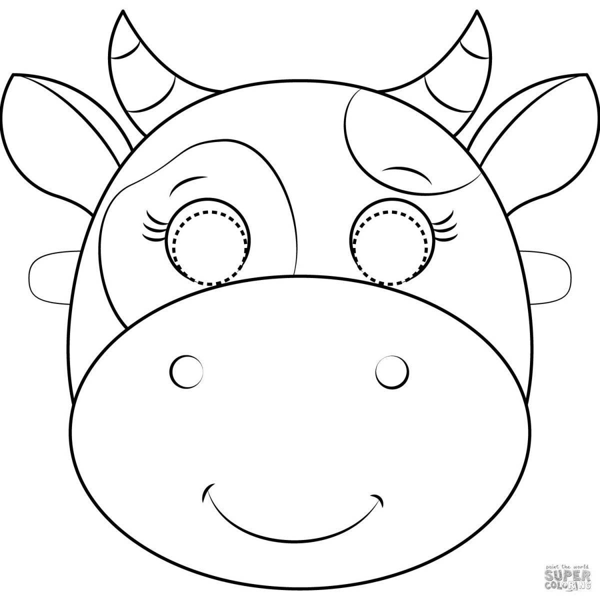 Glitter cow head coloring page