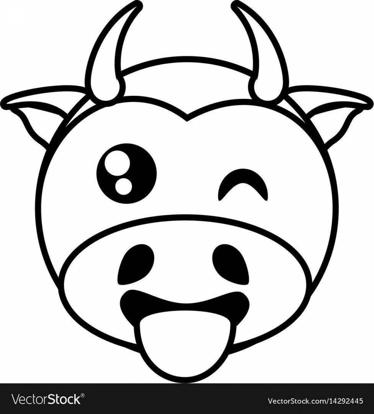 Coloring page glittering cow head