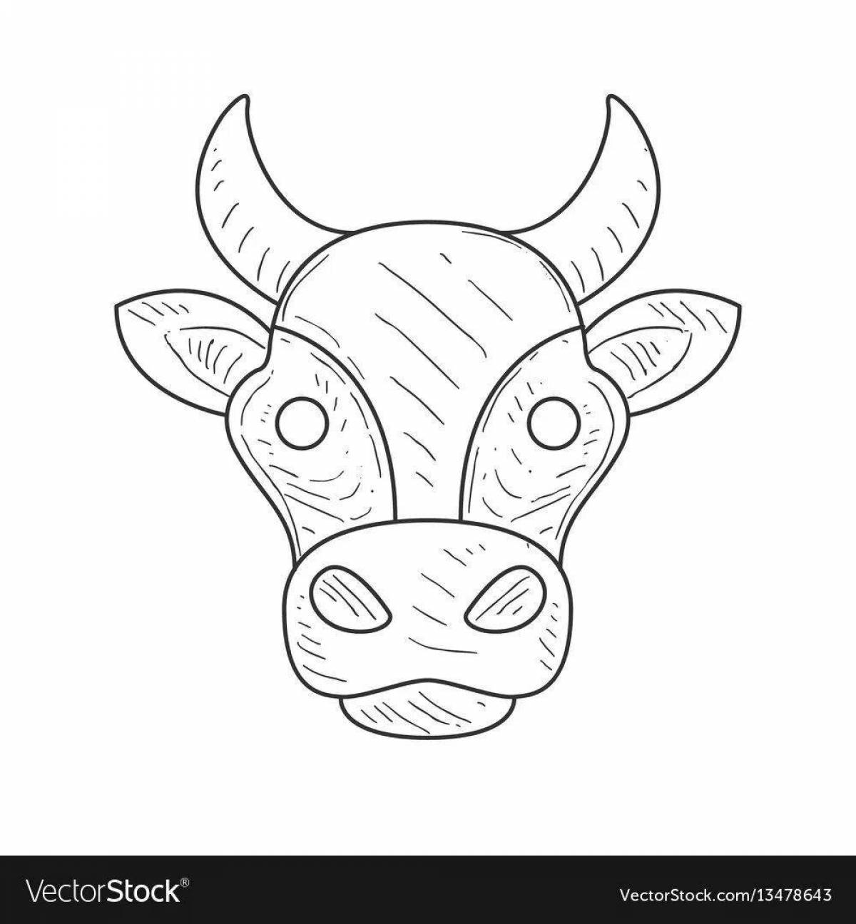 Gorgeous cow head coloring page