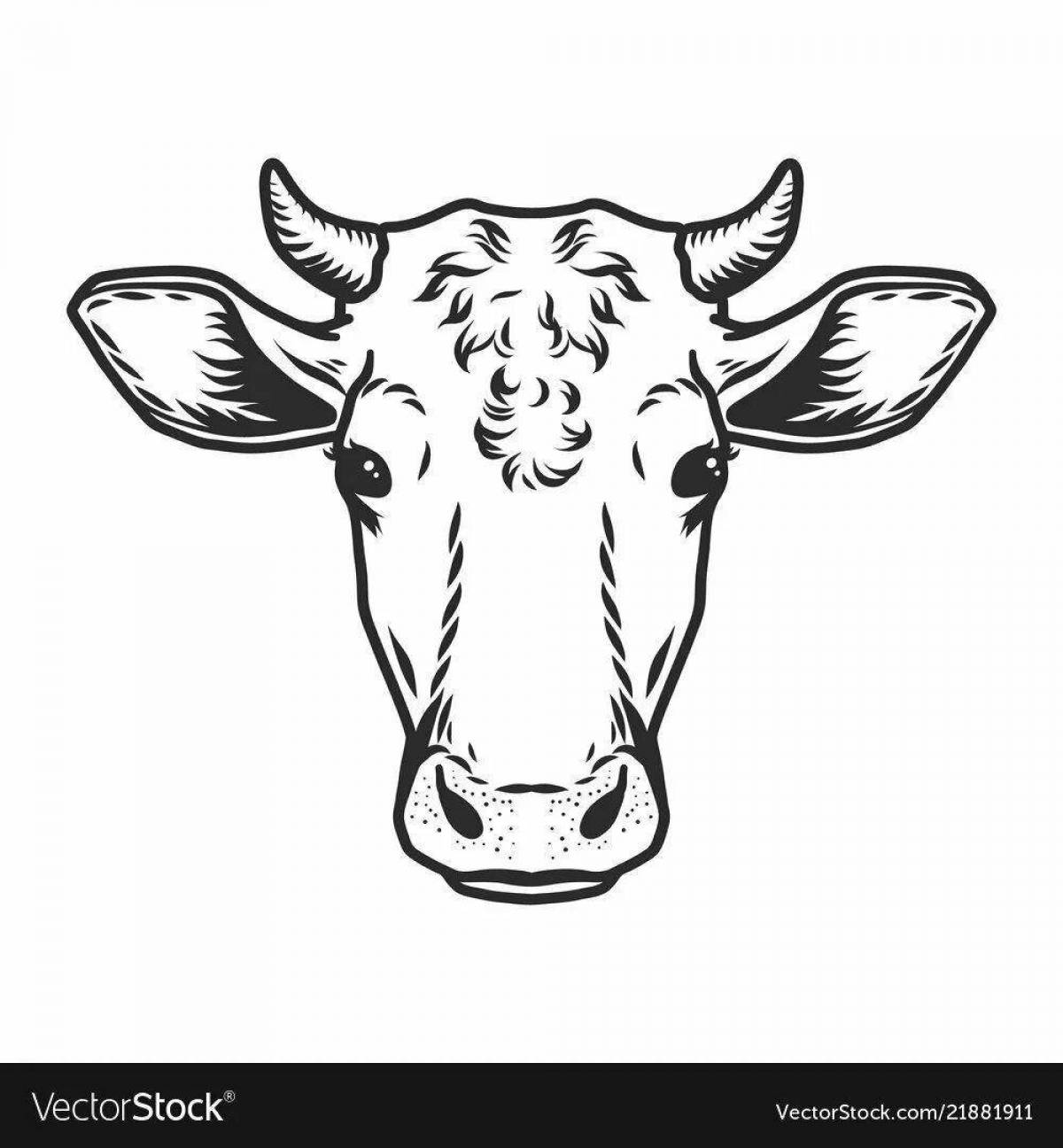 Cow head coloring page