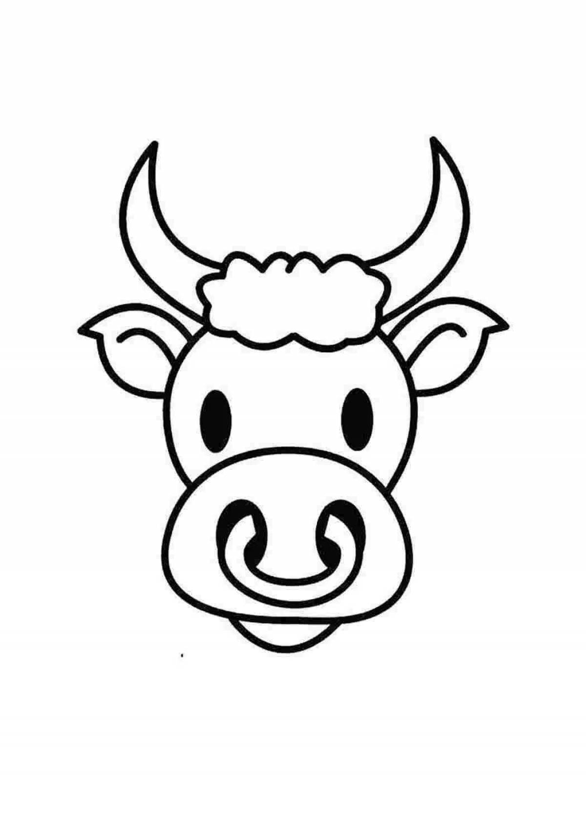 Coloring page thoughtful cow head