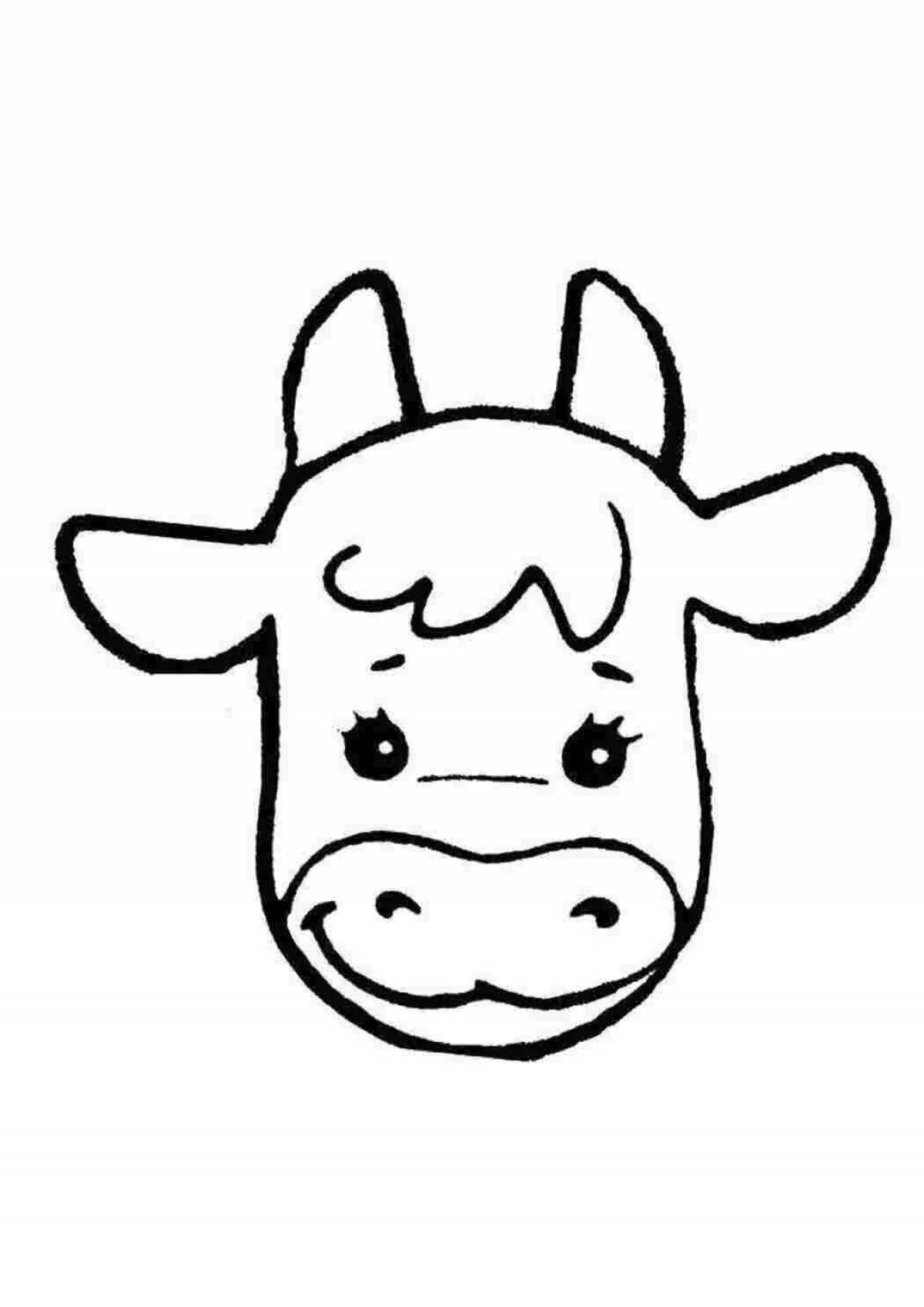 Unique cow head coloring page