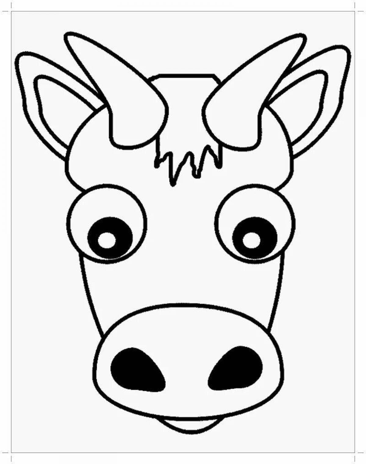 Coloring book witty cow head