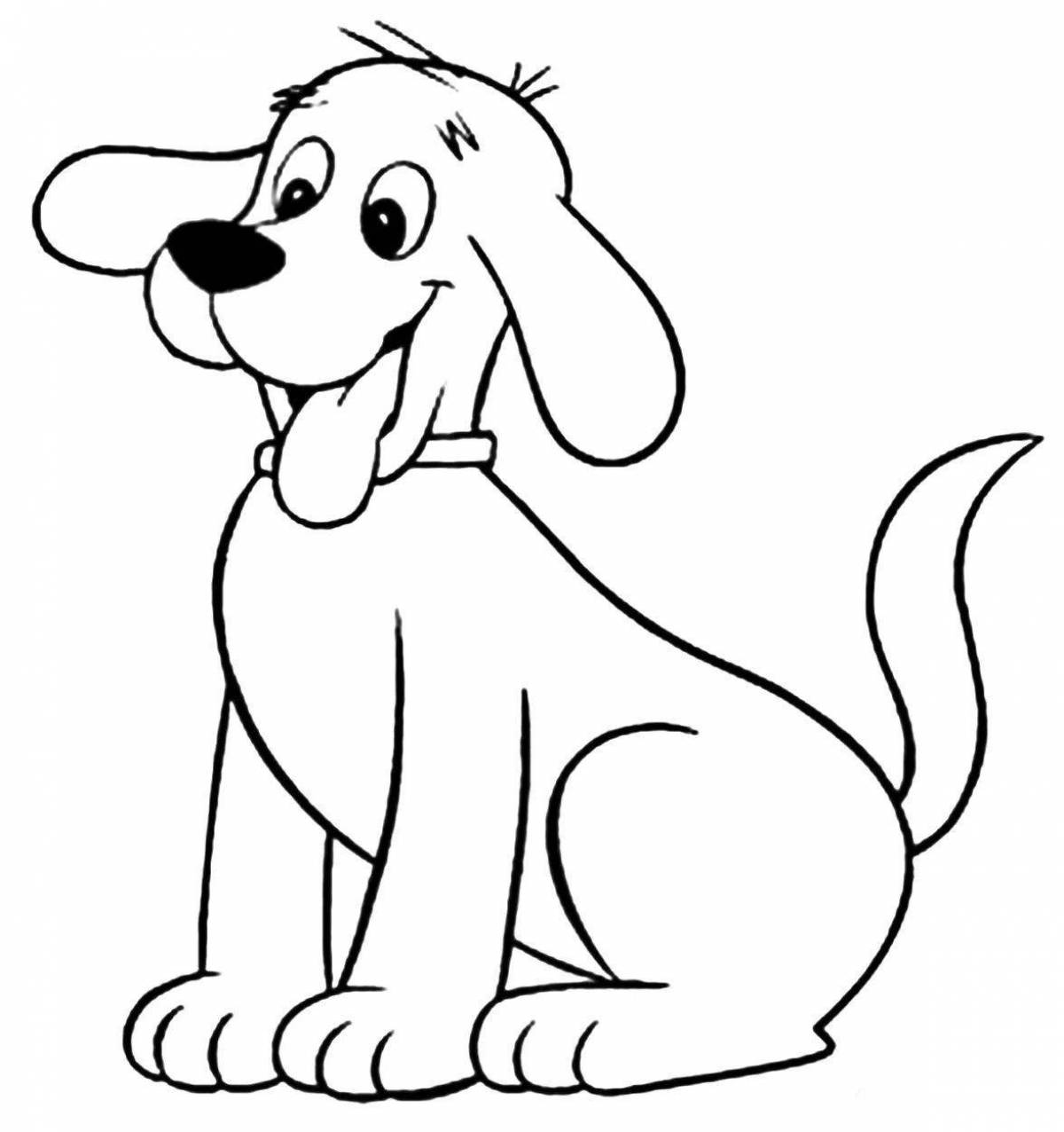 Joyful cartoon dog coloring book